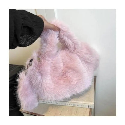 1 Pcs New Ladies Crossbody Large-capacity Plush Bag Handbag Imitation Fur Women's New Banquet Party Handbags Cute Bucket Bag