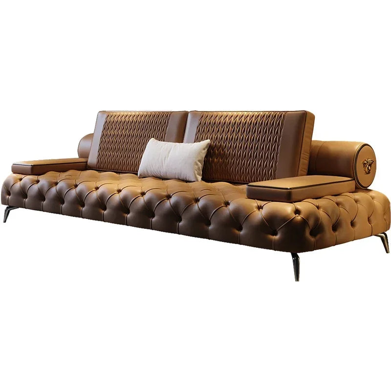 Armrest Large Filler Sofas European Brown Wood Modern Floor Salon Couch Recliner Luxury Nordic Divano Soggiorno Home Furniture - Kimlud