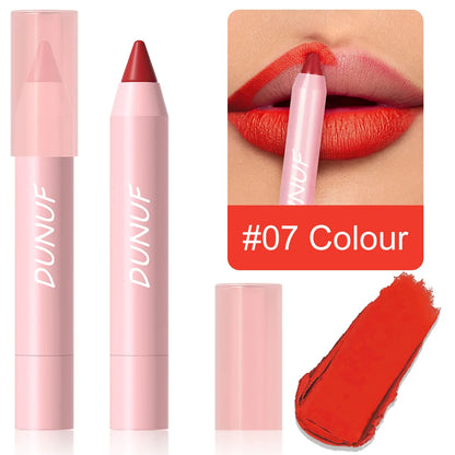 18-Colors Lipstick Pencil Waterproof Sexy Red Matte Contour Tint Lipstick Lasting Non-stick Cup Lipliner Pen Lip Makeup...