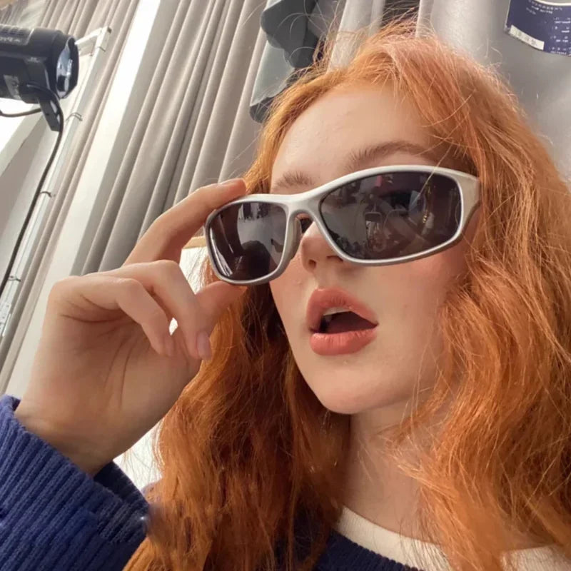 Y2K Sports Punk Sunglasses for Women Brand Designer Square Goggle Men Luxury Sun Glasses UV400 Colorful Mirror Eyewear - Kimlud