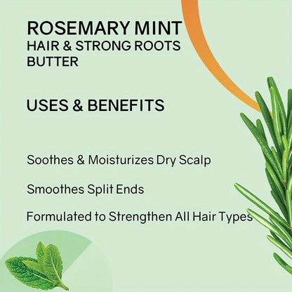 GZE Rosemary Mint Hair & Strong Roots Butter - Natural Hair Growth & Damage Repair Treatment for Stronger, Healthier Hair