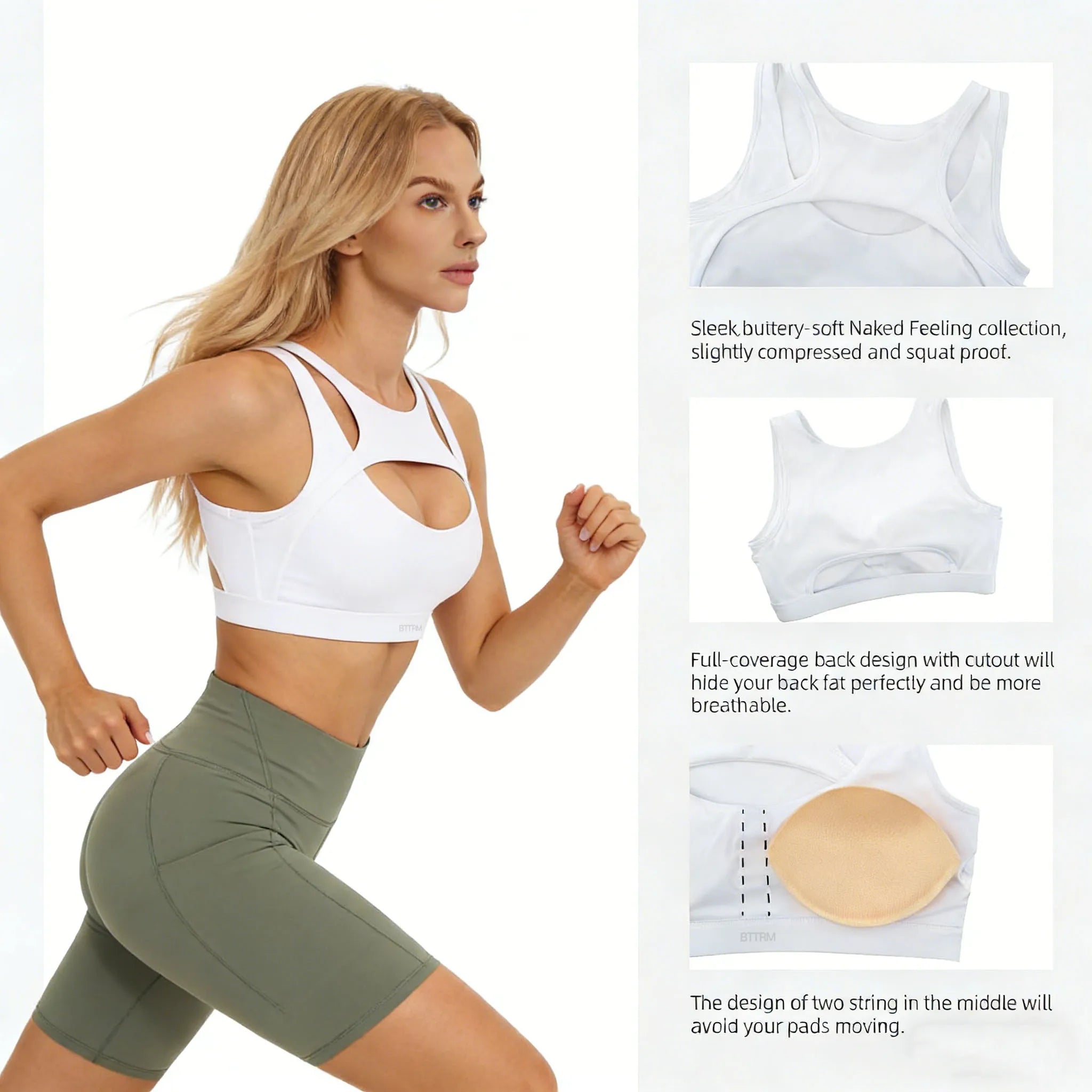 BetterMe Sexy Hollow Sports Bra Gym Woman Push Up High Impact Shockproof Underwear Naked Fitness Crop Top Mujer Workout Yoga Bra