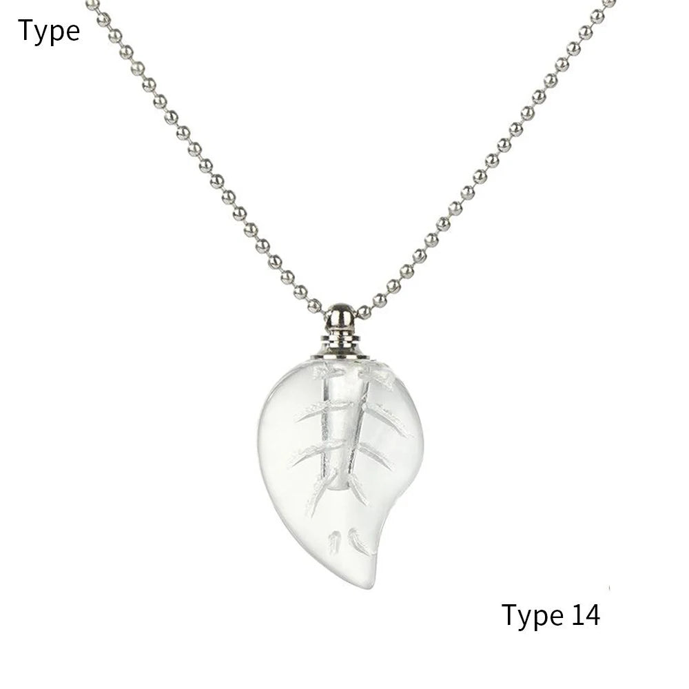 Hollow Bottle Necklace Perfume Jar Pendant Lucky Charm Ash Locket Essential Oil Chain Openable Necklace Clear Crystal Jewelry