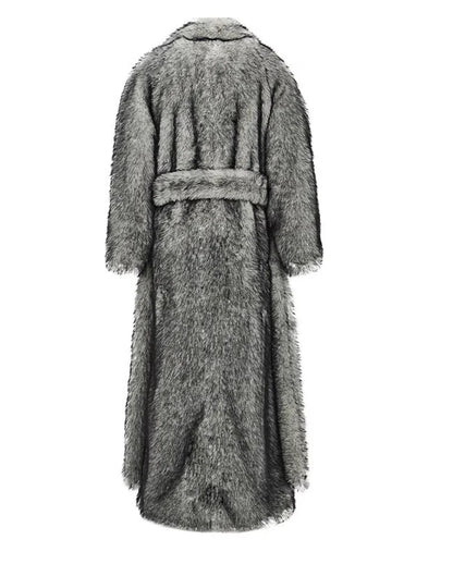 New men's fur coat, fox fur lapels, long trendy overcoat, winter windproof and warm trench coat, large size | Kimlud...