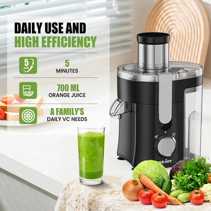 Juicer Machine,Centrifugal Juicer Extractor with Wide Mouth 3” Feed Chute for Fruit Vegetable,Stainless Steel,300W Motor,120V