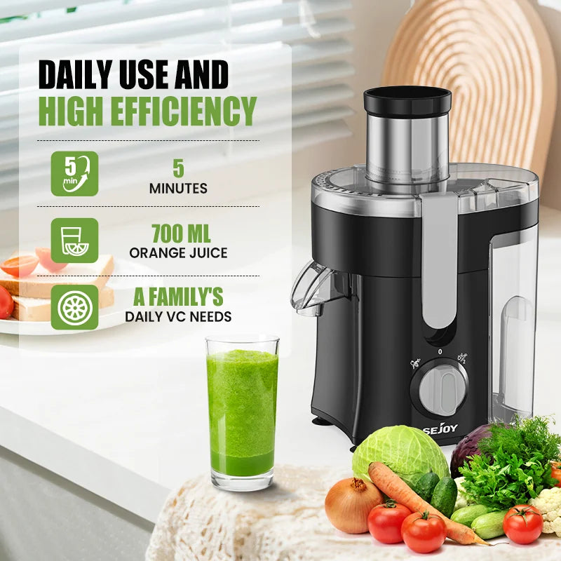 Juicer Machine,Centrifugal Juicer Extractor with Wide Mouth 3” Feed Chute for Fruit Vegetable,Stainless Steel,300W Motor,120V
