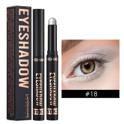 Smoky Dark Blue Eyeshadow Pencil Stick Waterproof Pearlescent 16 Colors Metallic Glitter Eye Shadow Highlighter Pen Makeup Tool