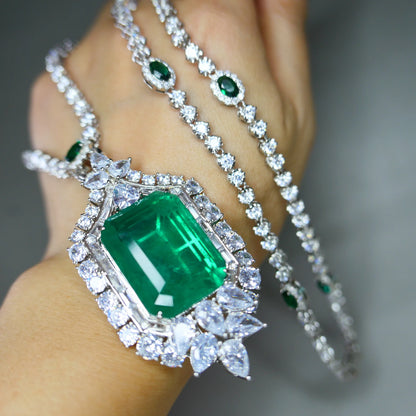 KQDANCE Large 20*26mm Green Stone Lab Emerald Pendant For All-matching CZ Diamonds Tennis Chain Necklaces Wedding...