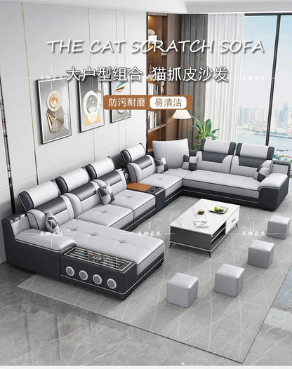 Fabric sofa modern simple living room combination large and small apartment furniture cat scratching skin leave-in technology cl