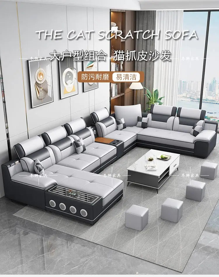 Fabric sofa modern simple living room combination large and small apartment furniture cat scratching skin leave-in technology cl
