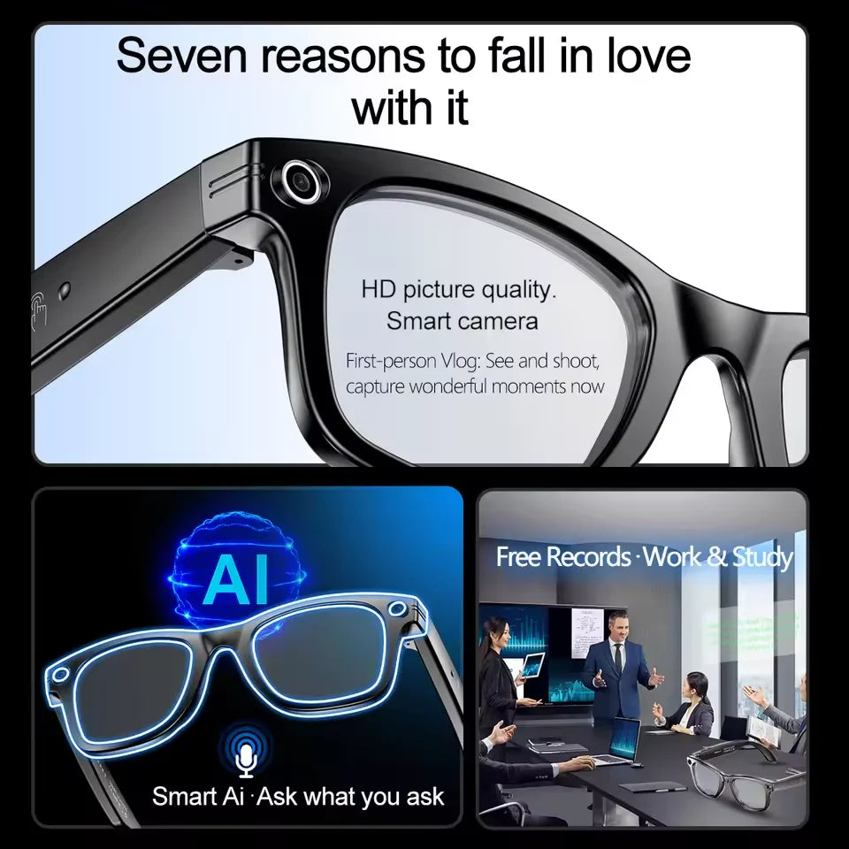 New 800W Camera AI Glasses Men Color-Changing Smart Translation Glasses Photo Video Recording Waterproof Call Smart Sunglasses - Kimlud