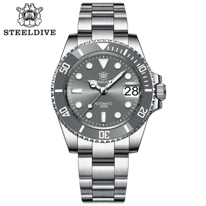 SD1953 New In Gray Dial Stainless Steel NH35 Watch Steeldive 41mm STEELDIVE Brand Sapphire Glass Men Diver Watches reloj hombre