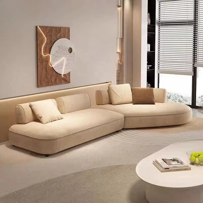 Italian Luxurious Living Room Modular Sofa Set with High-end Villa Quality Velvet Design Curved Sofa | Kimlud Office...