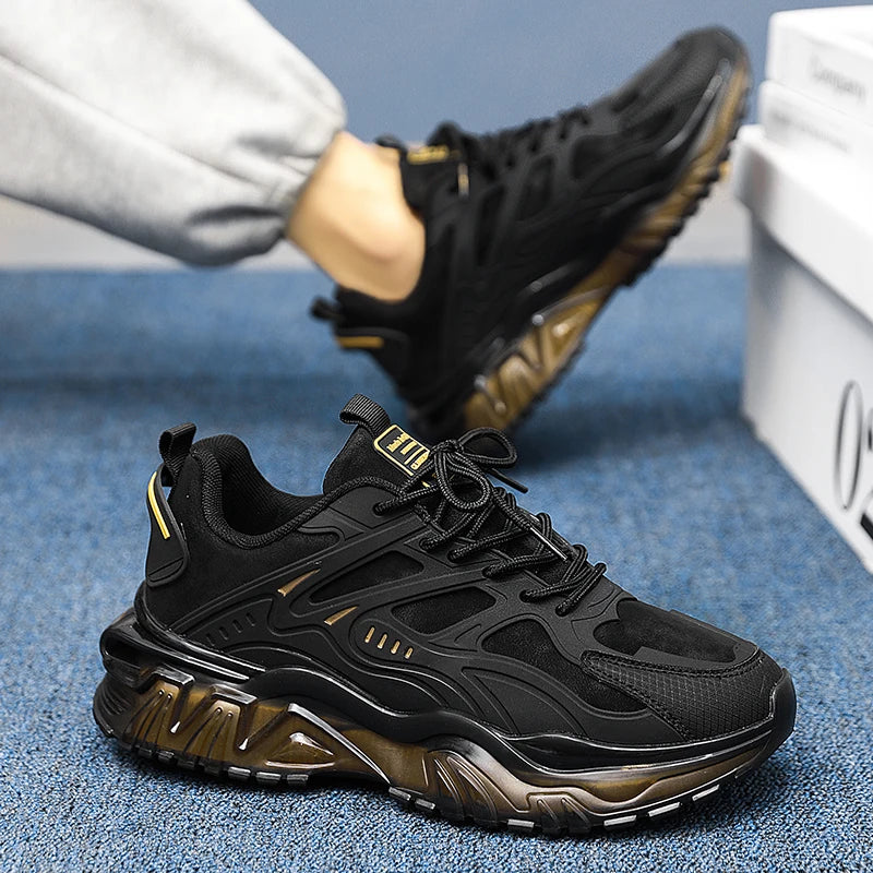 Men's Casual Sports Shoes, Suitable for All Seasons, Large Size Men's Everyday Footwear, with Thick-Soled Cushioning and Low-Top Design, Both Stylish and Practical, Ideal for Commuting; Reinforced Shoelace Design, Non-Slip an