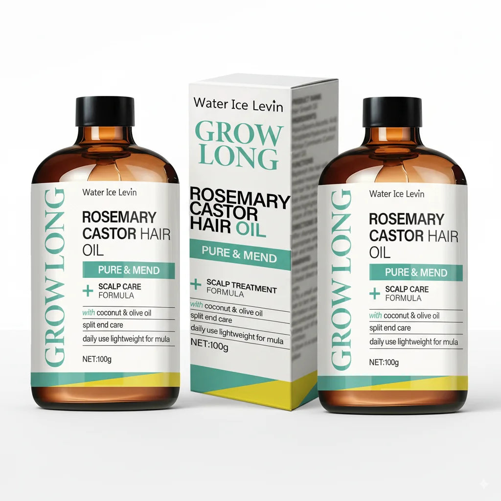 Rosemary Castor Hair Oil - Scalp Care & Split End Repair, Coconut Olive Oil Lightweight Blend, Winter Therapy | Kimlud...