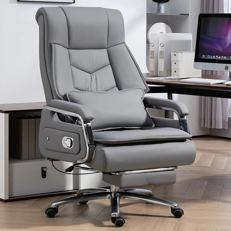 boss Bureaux Office Furniture Selected cowhide foot hold Office Chair 7-point massage Ergonomic Recliner Rolling Gaming Chair - Kimlud
