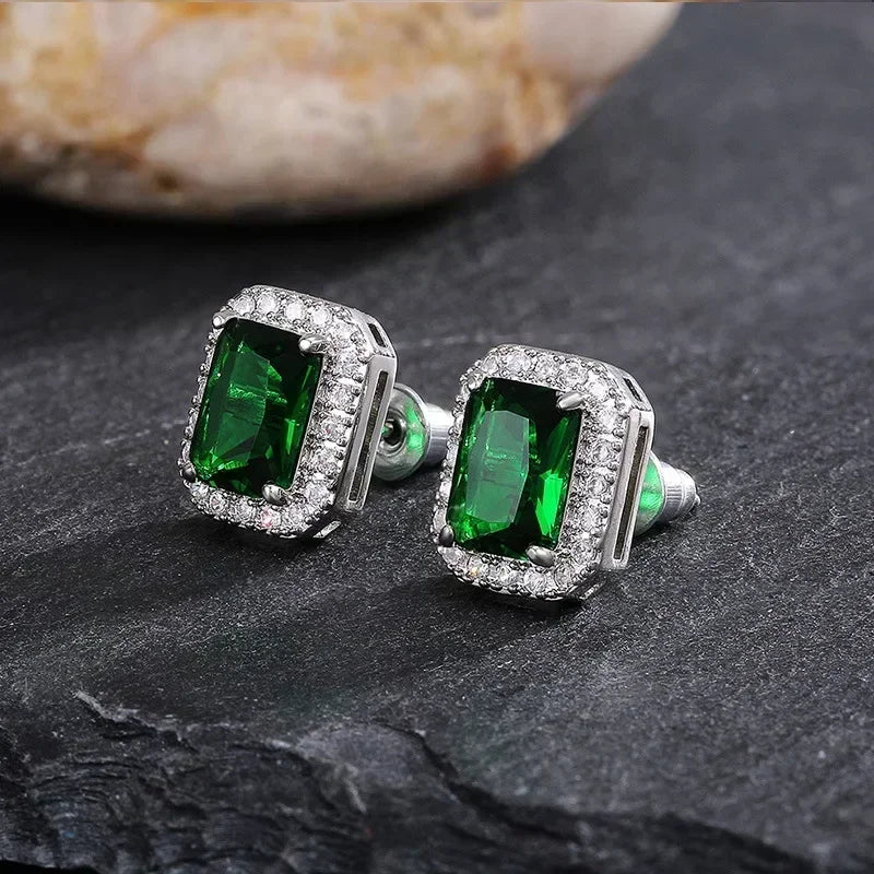 Fashionable Banquet Elegant Emerald Cubic Zirconia Earrings, High-end Inlaid Wedding Style Swaying Jewelry Accessories |...