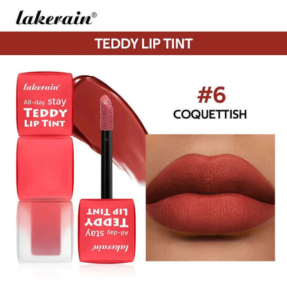 lakerain 6 colors matte teddy lip gloss lasting color waterproof not easy to take off makeup non-stick cup lip gloss