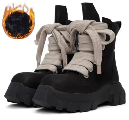 Size 37-45 pu Leather Men women Ankle Boots Jumbo Wide Lace lovers Short Boots Dark Street Style Lace-up Men Modern Boots