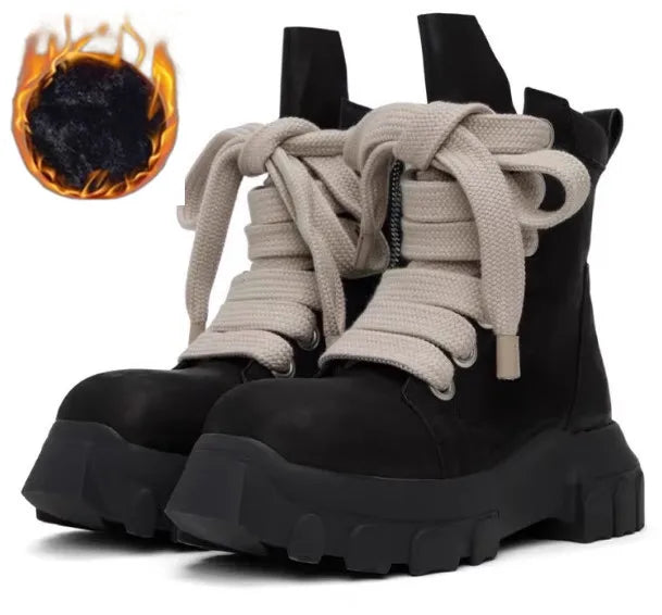 Size 37-45 pu Leather Men women Ankle Boots Jumbo Wide Lace lovers Short Boots Dark Street Style Lace-up Men Modern Boots