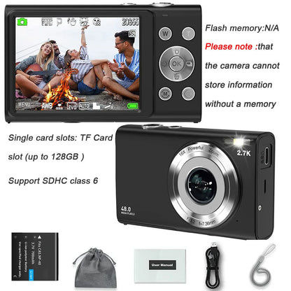 4K Digital Camera Autofocus Vlogging Camera HD 48MP with 2.8" Large Screen Camcorder Camera for Photography for Kid Adult - Kimlud