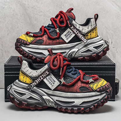 Chunky Sneakers Mens Original Designer Sports Shoes Fashion Casual Leather Fabric Breathable Height Increased Platform Gym Shoes