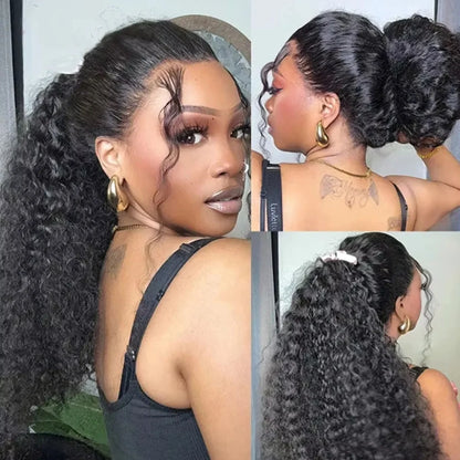 Deep Wave 360 HD Lace Frontal Invisi Strap Human Hair Wig 230 Density Water Curly Transparent 13X6 Full Lace For Women 34 Inch