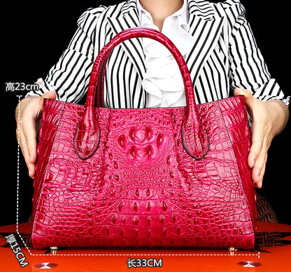 New Crocodile Leather Women's Handbags Genuine Leather Female Portable Shoulder Messenger Bag Fashion Brand Red Tote Bags