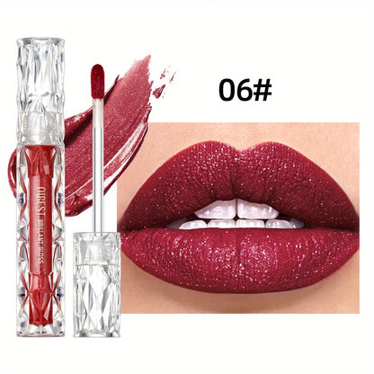 Diamond Liquid Lipstick Moisturizing Lasting Purple Sparkling Waterproof Lip Gloss Matte Glitter Lipstick Korean Makeup