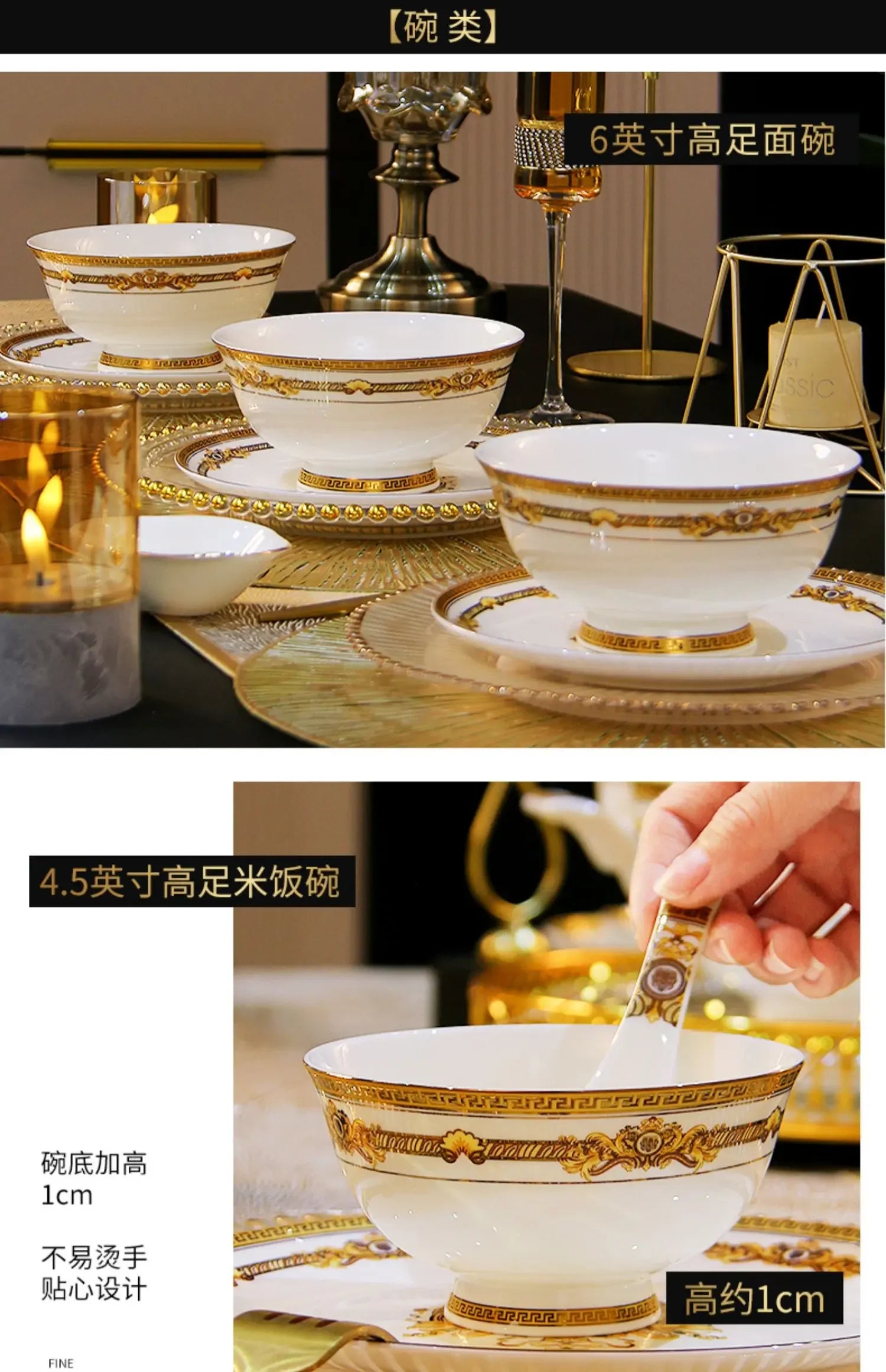 European Gold Luxury Tableware Designer Wedding Party Fine Bone China Dinnerware Sets Christmas Restaurant Vaisselle Dishes