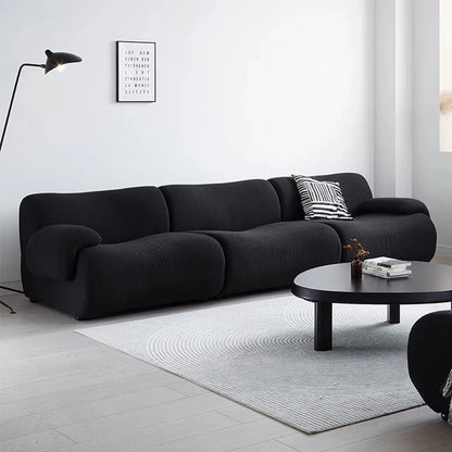 Vacuum-Compressed Modular Sofa, Wabi-Sabi Sherpa Fabric Sectional with High-Elastic Foam, Cream Mid-Century Style, Space...