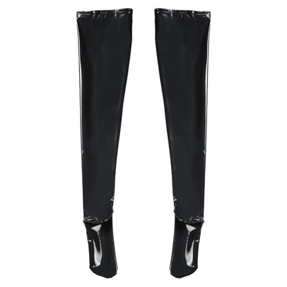 3XL Plus Size Wetlook PVC Leather Thigh High Stockings Gothic Punk Reflective Shiny Pole Dance Night Club Party Lingerie