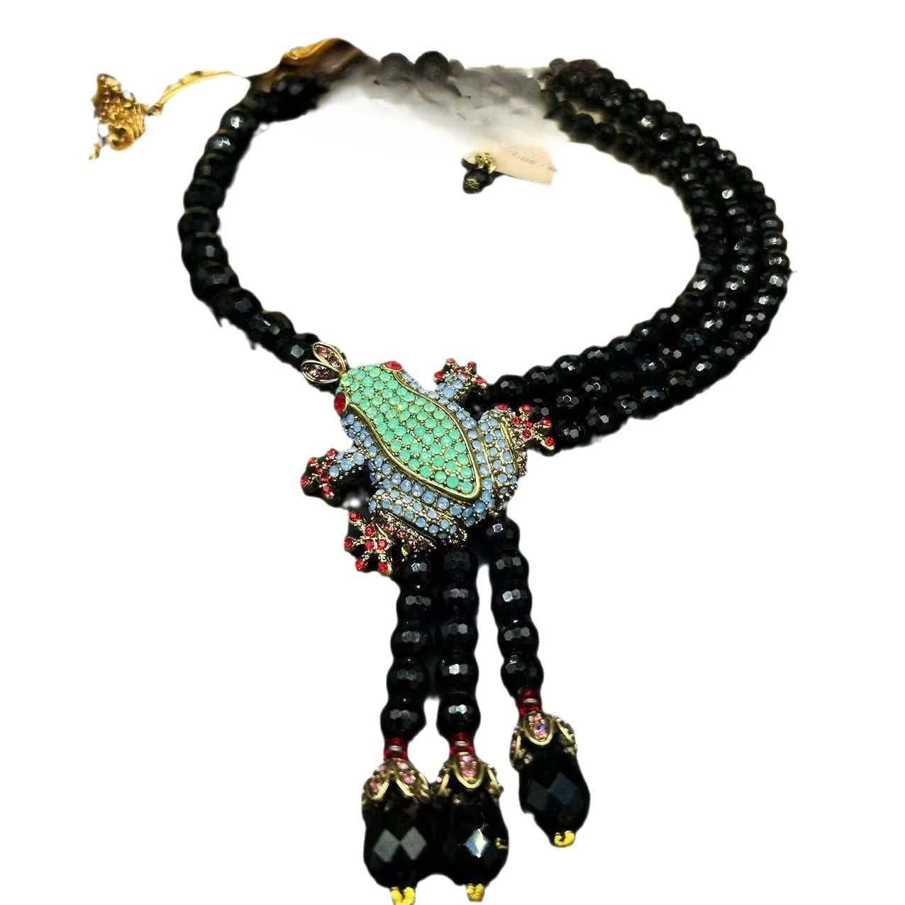 European And American Style Retro Elegant Tassel Inlaid Zircon Frog Shaped Necklace Earring Set Fashionable Women'S Jewelry