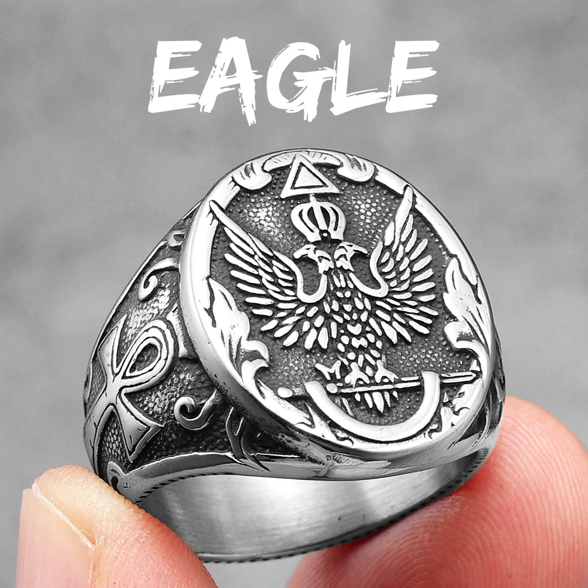 Double-headed Eagle Stainless Steel Men Rings Punk New In For Male Women Fashion Jewelry Creativity Gift Wholesale...