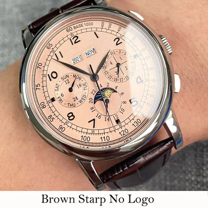 Corgeut Multi Functional Watch Automatic Mechanical Watch for Men 42mm Day Date Month Year Day/Night ST1655 Movt Polished Case