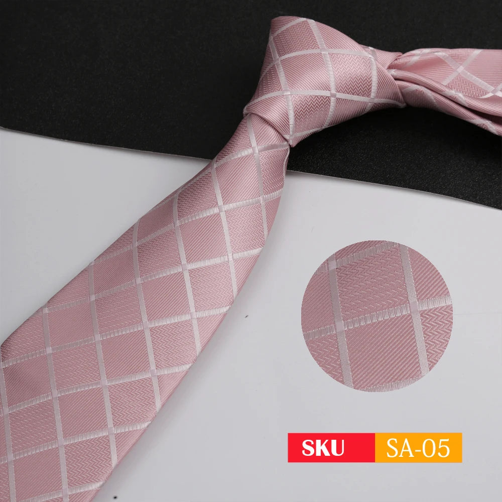 Luxury 8CM Mens Ties Necktie Solid Twill Stripes Plaids Ties For Man Groom Neck Tie For Business Party