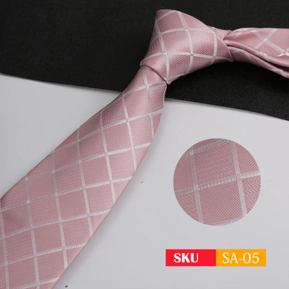 Luxury 8CM Mens Ties Necktie Solid Twill Stripes Plaids Ties For Man Groom Neck Tie For Business Party