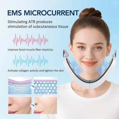 EMS Face Lifting Machine Microcurrent Double Chin Remover 12 Gears Facial Massager Vibration Slimming Firming V-Face Lift Device