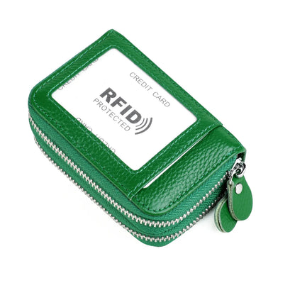 RFID Blocking Fashion Women Card Holder Genuine Leather Double Zipper Large Capacity Female Wallet Purse | Kimlud Mid...