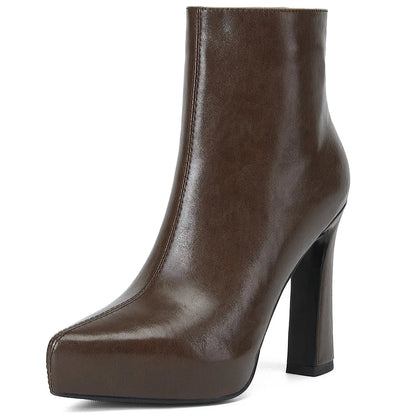 MILI-MIYA New Arrival Middle Splicing Women Cow Leather Ankle Boots Pointed Toe Thick Heels Zippers Solid Color Handmade