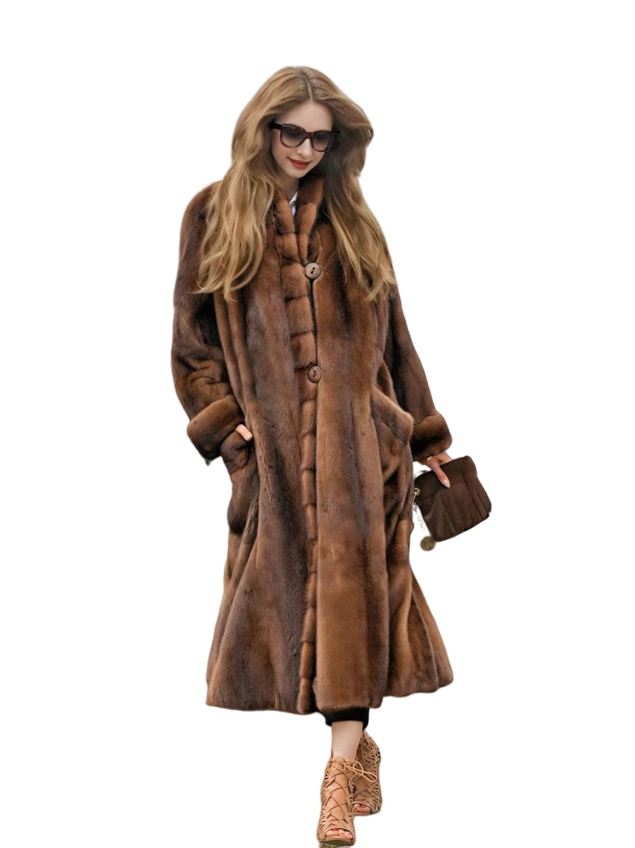 Women's Dark Brown Faux Mink Fur Coat 2025 Winter Long Length Fluffy Warm Luxury Jacket for Daily Party Streetwear |...