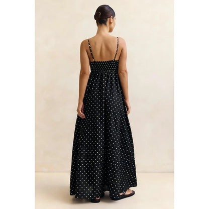 Women's Summer Slip Dress Dot Print Sleeveless Spaghetti Strap Smocked Backless Flowy Long A Line Dress with Pockets |...