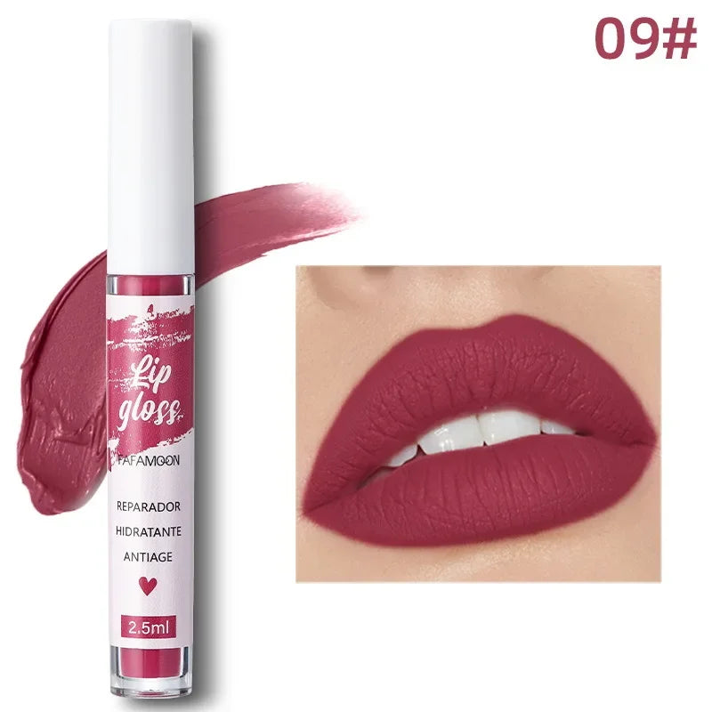 Rose Red Matte Liquid Lipstick Makeup Lip Glaze Moisturizing Waterproof Durable Lip Mud Non-stick Cup Lip Gloss Makeup...