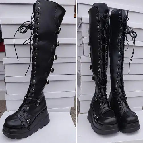 Wedges Long Boots for Women Autumn Winter Over-the-knee Boots Cosplay High Platform Women Boots New High Heel Gothic...