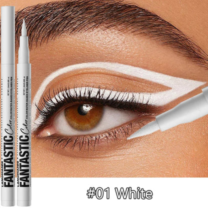 Matte Dark Purple Red Eye Liner Makeup White Liquid Eyeliner Quick-Drying Waterproof Eyeliner Pencil Long-Lasting 12...