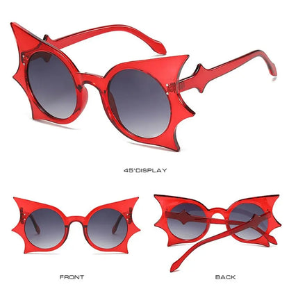 Rimless Bat Shaped Sunglasses Novelty UV 400 Protection Colorful Goth Sun Glasses Halloween Glasses for Women & Men