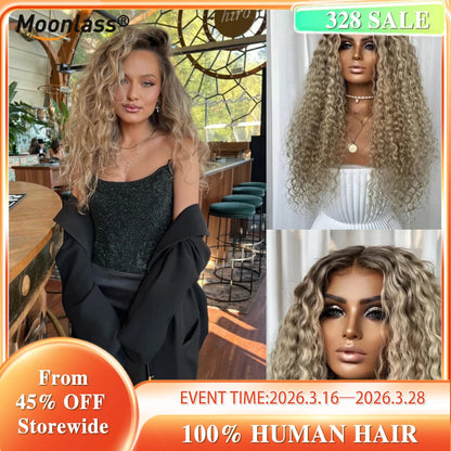 Moonlass 260 Density Pearlescent Twilight 100% Virgin Hair Wig Kinky Curly 5x5 Glueless Wig Effortless Morning Routine...