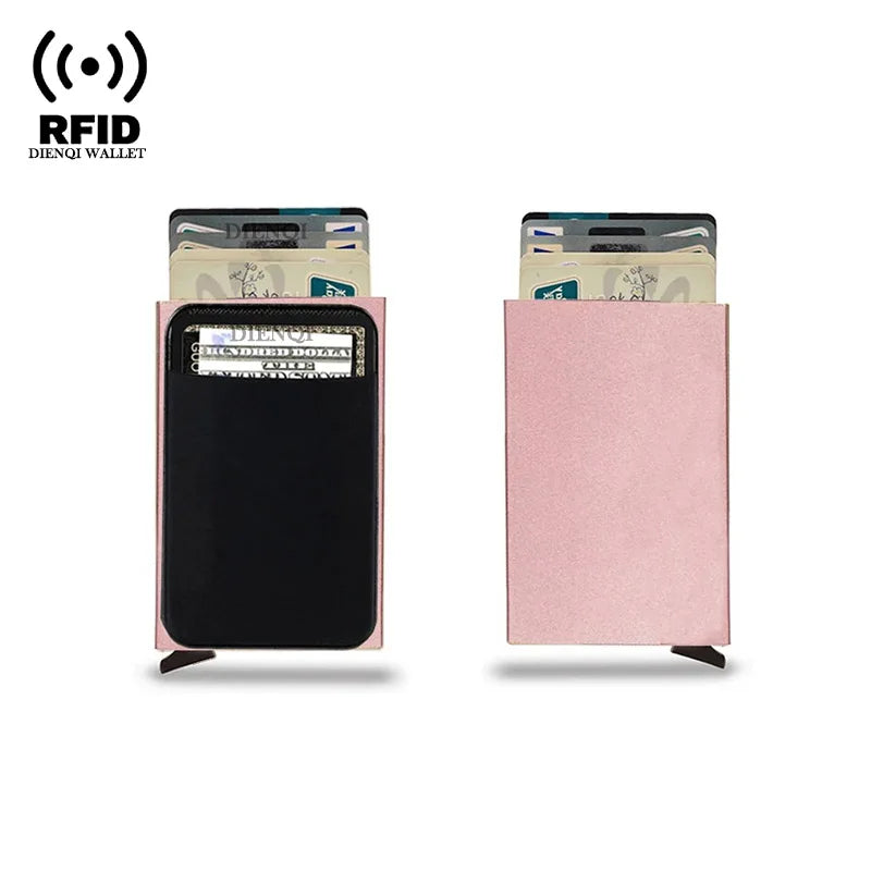 DIENQI Rfid Credit Card Holder Smart Minimalist Aluminium Metal Wallet Thin Pop-up Cardholder Wallets for Men Creditcard Case