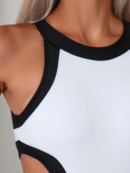 2024 Cut Out One Piece Swimsuit Women Swimwear Sports Monokini Bodysuit White Swim Suit Bathing Suit High Waist...
