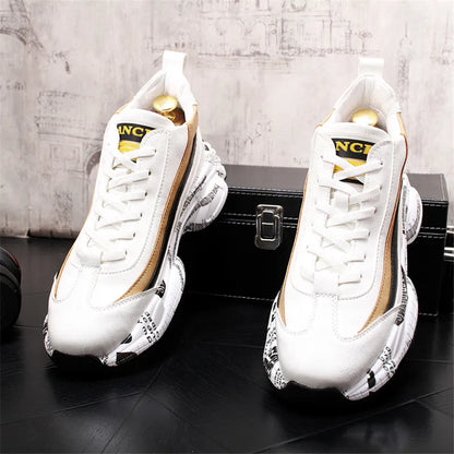 New Fashion Thick Sole Platform Sneakers Men Vulcanize Shoes Man Mixed Color Chunky Shoes Men Trainers Soft Shoes BM1198
